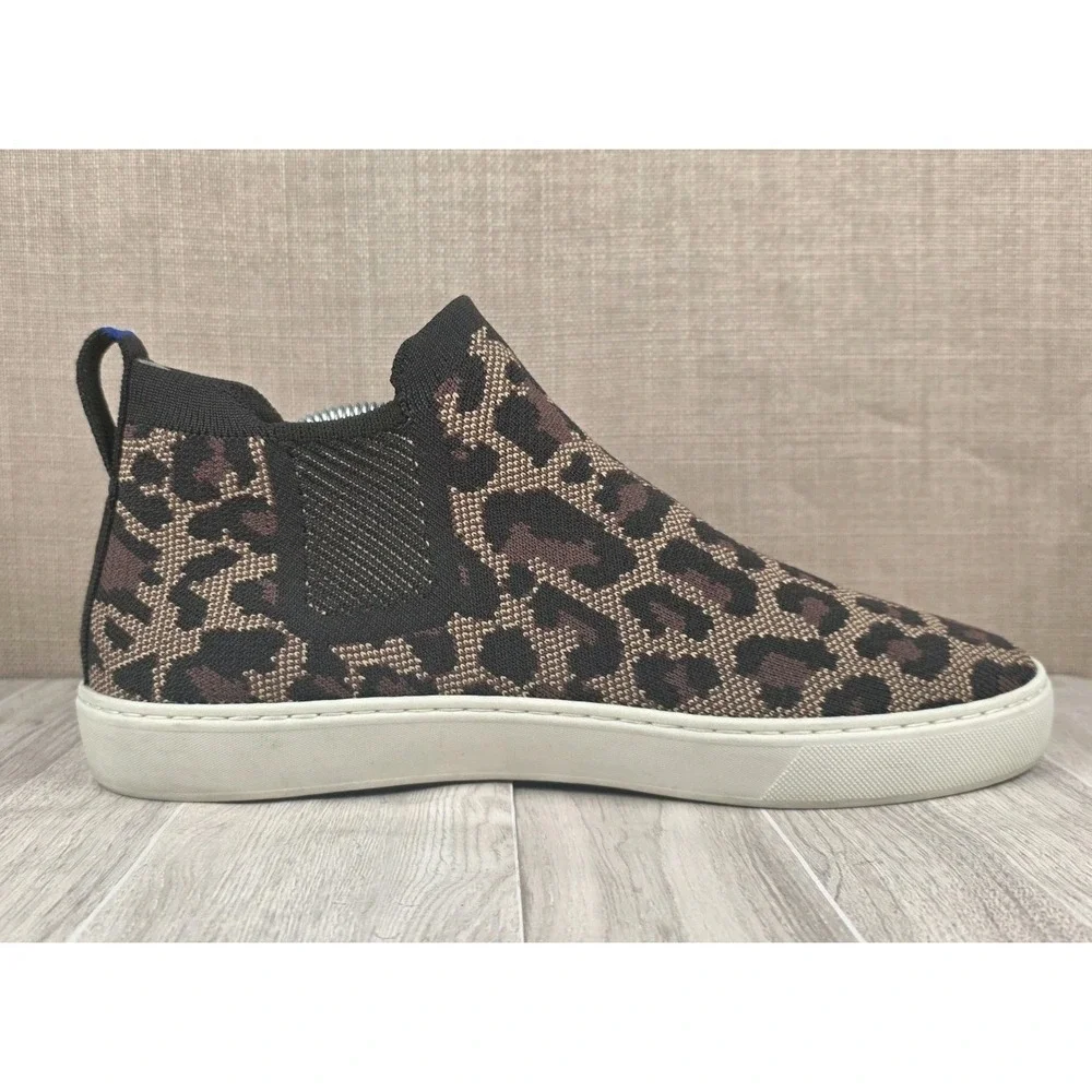 Rothy's The Chelsea Womens Size 11 Wildcat Leopard Boot Sneakers Knit Stitch